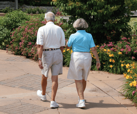 New Jersey senior couple walking